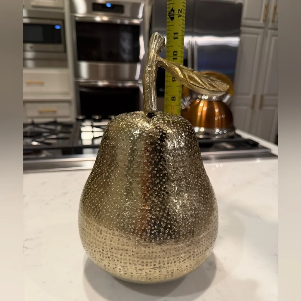 Gold Resin Decorative Tabletop Pear Sculpture Tall Pear Figurine Approx. 11” - Picture 8 of 9